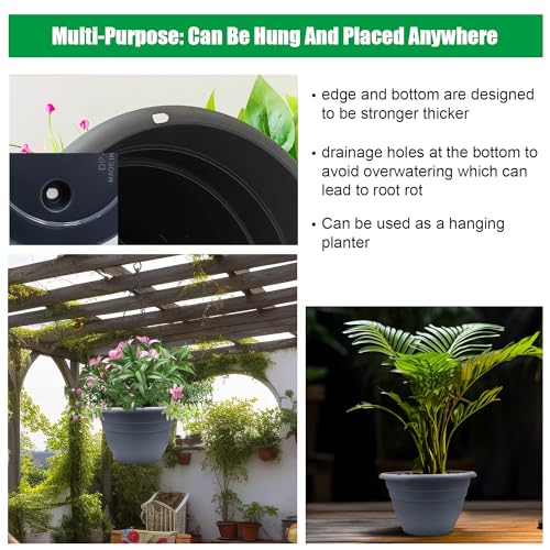 5 Pack 10 Inch Plant Pots for Indoor Outdoor