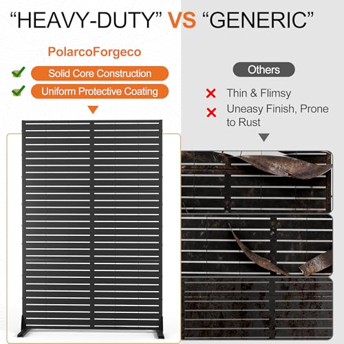 71" H Metal Privacy Screen Outdoor (71"H×47"W / Black Rectangular)