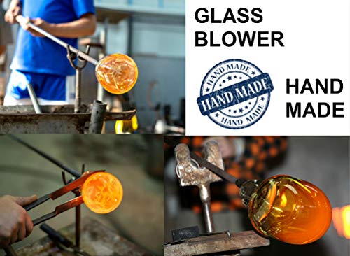 Hummingbird Feeder for Outdoors Patio Large 32 Ounces Colorful Hand Blown Glass Hummingbird Feeder with Ant Moat Hanging Hook
