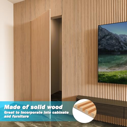 108 x 5.7 Inch Slat Solid Wood Wall Paneling for Interior Decor (8Pcs-108 x 5.7 Inch / Slat Oak)