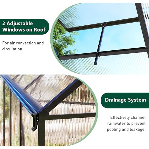 8x12Ft Polycarbonate Greenhouse (8x12x6.7 FT)