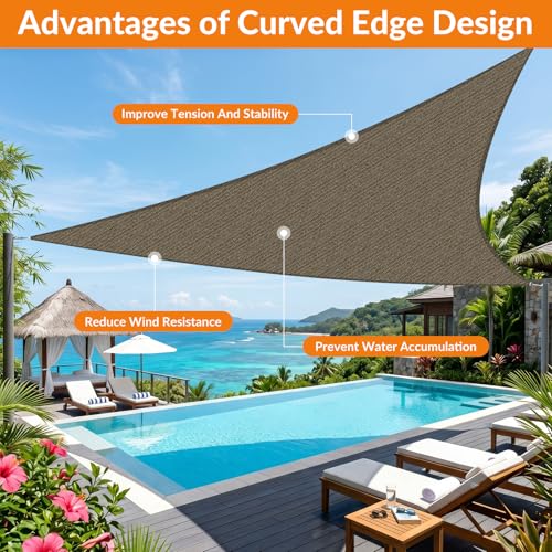 17'X20' Sun Shade Sail Brown Curved Square Customizable (Brown / 17'X20' custom)
