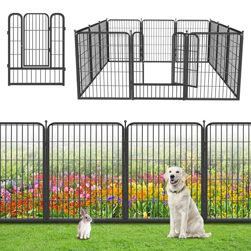 Garden Fence with Gate Metal Fencing for Yard (23ft (L)×32in(H))