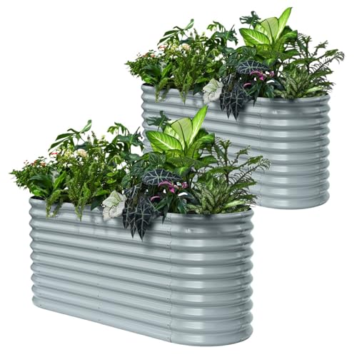 2 Pcs 6x2x2.5 ft Raised Garden Bed (Gray / 6x2x2.5ft)