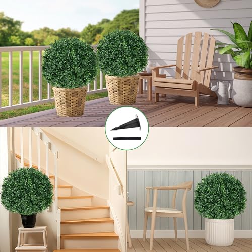 Set of 4 Artificial Boxwood Topiary Ball Tree with Ground Spike (Boxwood Ball 4pcs)