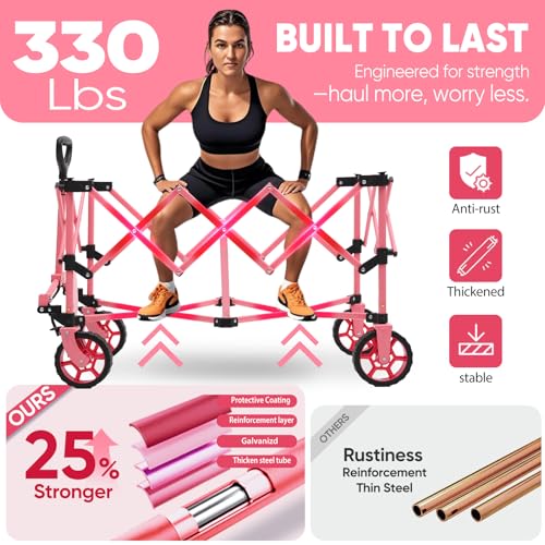 Collapsible Foldable Wagon with 300lbs Weight Capacity