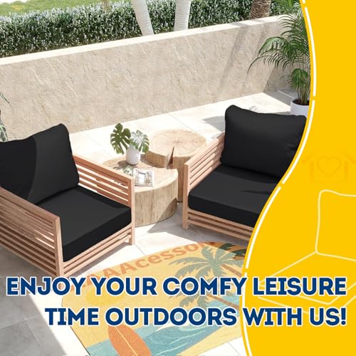 Outdoor Chair Cushions (Charcoal Black / 23.5"x25.5"x5" / 23.5"x19")