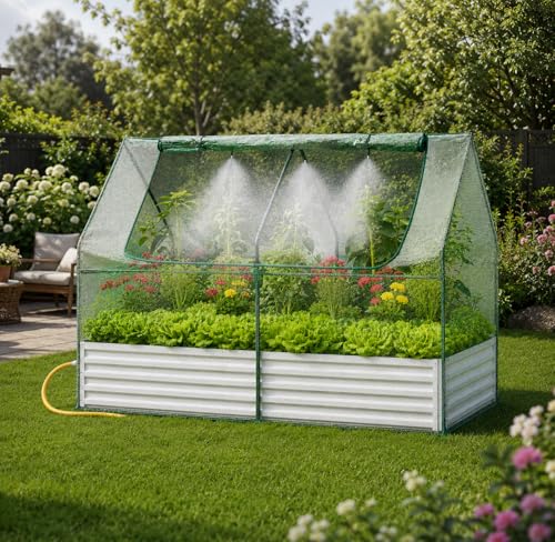 6x3x1 FT Raised Garden Bed with PE Cover & Self (Beige W/ Pe Cover / 6x3x1 ft)