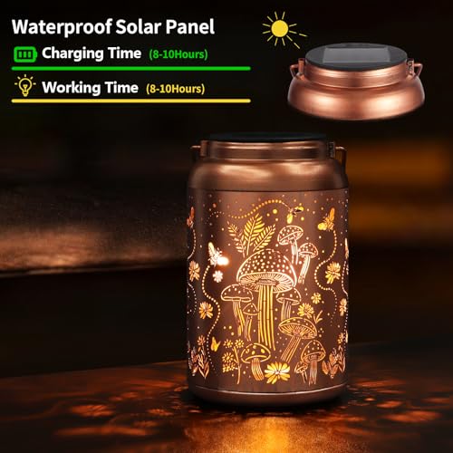 Solar Lanterns Outdoor Waterproof Mushroom Decoration Gifts for Women (Mushroom 1PC)