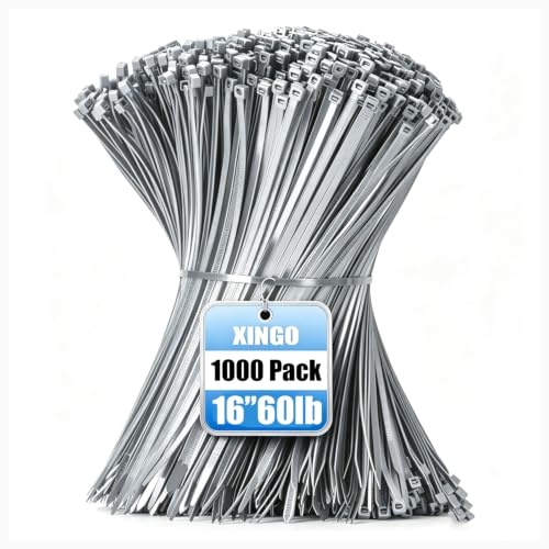 1000 PCS PCS Silver Zip Ties 16 Inch (Silver / 16 Inch)