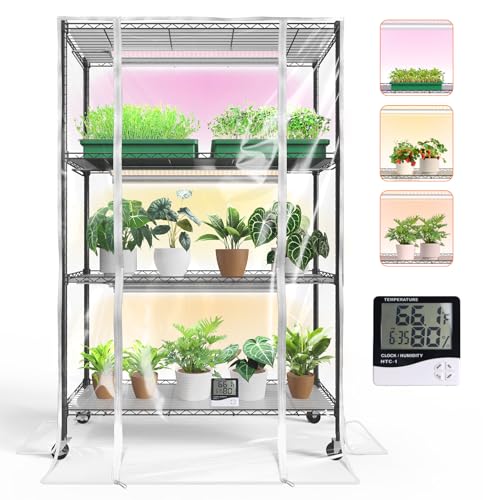 3 Tier Indoor Greenhouse with Grow Light (35.4" x 13.8" x 59.0")