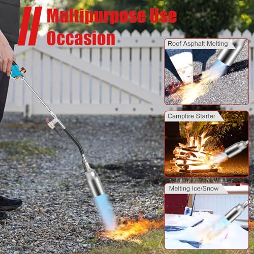 Portable Propane Torch Weed Burner Kit with Storage Bag (Blue Handle)