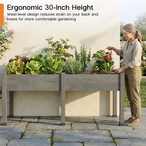 72"x24"x30" Raised Garden Bed with Legs (Gray / 72×24×30 In -Regular)