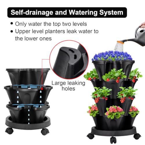 Vertical Planter Tower (Black / 4 Tier)