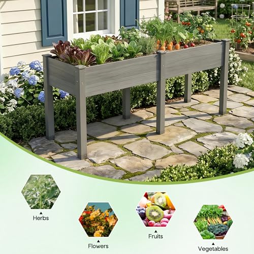72"x24"x30" Raised Garden Bed with Legs (Gray / 72×24×30 In -Regular)