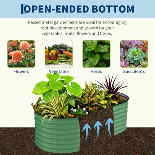 2 Pack 6X3X2ft Galvanized Raised Garden Bed (Green-oval / 6x3x2ft 2pcs)