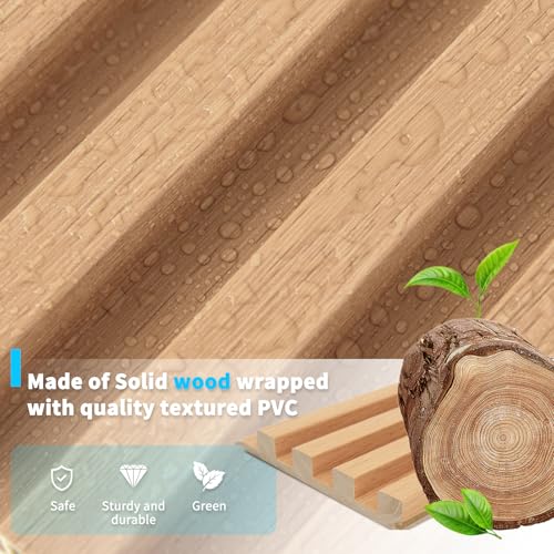 108 x 5.7 Inch Slat Solid Wood Wall Paneling for Interior Decor (8Pcs-108 x 5.7 Inch / Slat Oak)