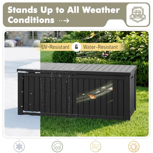 220 Gallon Outdoor Storage Box Waterproof Deck Box for Patio (Black / 220 Gallon)