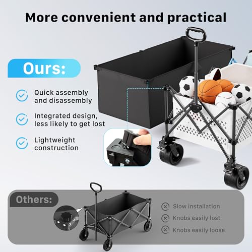 48" XL Collapsible Wagon Cart (Black / 400L-48in)