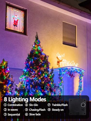Solar Christmas Lights Outdoor 2 Pack 200 LED 66FT String Light Multicolor (Multicolor / 2 Pack)