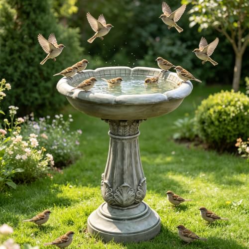 23.23”Tall Resin fiber Outdoor Bird Baths for Garden (23.23''H)