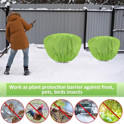 18 Pcs Winter Plant Covers Freeze Protection 39.4x23.6 Inch Horizontal Shrub Tree Plant Protection Bags Frost Blanket with Drawstring for Fall Winter Outdoor Garden Planting (Green)