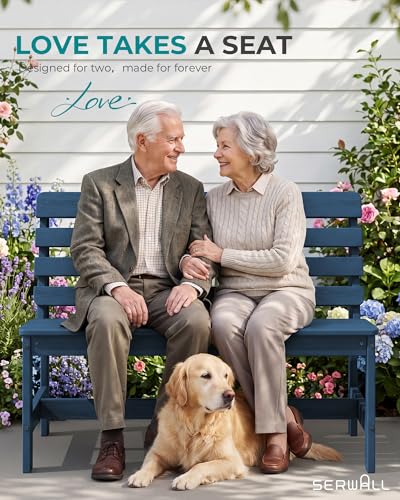 Armless Outdoor Bench (Navy / 2 Person)