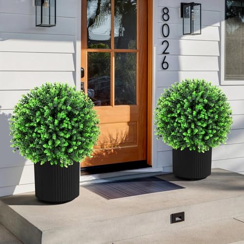 Set of 2 Artificial Green Eucalyptus Topiary Ball Tree (Green Eucalyptus)