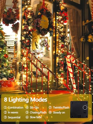 Solar String Lights Outdoor 4 Pack 400 LED 132FT Christmas Light Warm White (Warm White / 4 Pack)