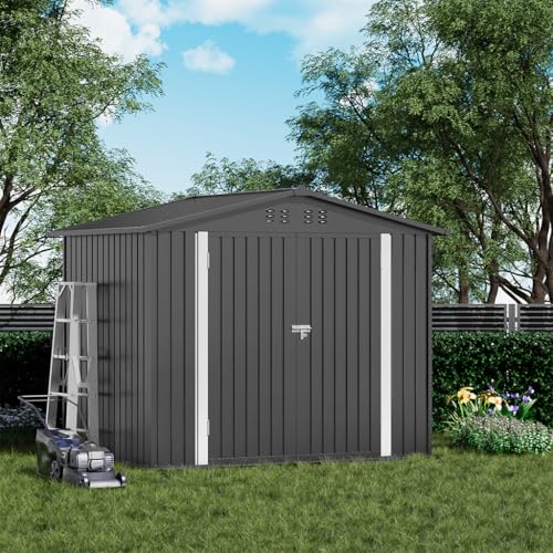 Shed Outdoor Storage Shed Metal (Gray / 8'*6')