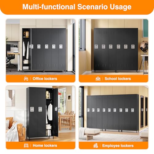 Metal Locker Storage Locker (Black(4 Legs) / 3 Doors-Wide-71")