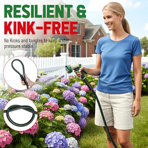 Heavy Duty Garden Hose 49ft (Black+Green / 49ft)