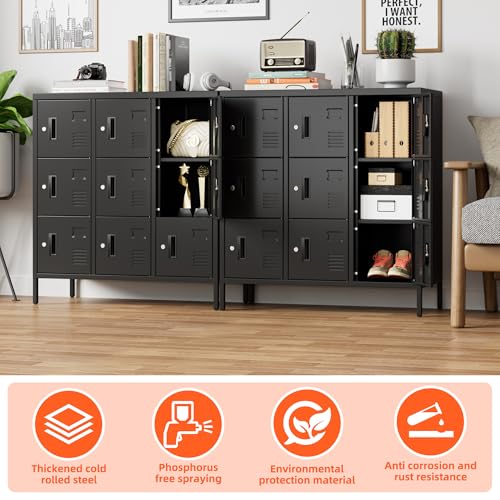 9 Door Metal Locker with Lock and Card Slot (Black / S-9 Doors)