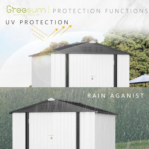 8x6FT Outdoor Storage Shed Utility Tool Shed (8x6 / White)