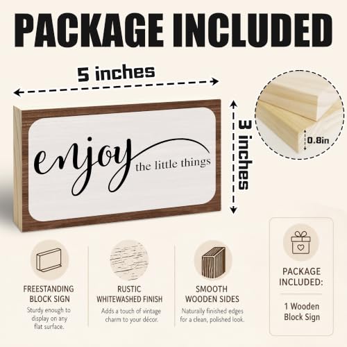 3x5 Inspirational Wooden Block Sign (Enjoy the Little Things-2)