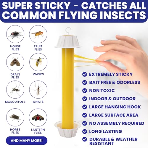 Fly Stick Sticky Fly Traps for Indoors Outdoor 4pk. Non (4pack)