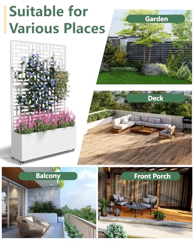 Metal Planter Box with Trellis (White / 1pc)