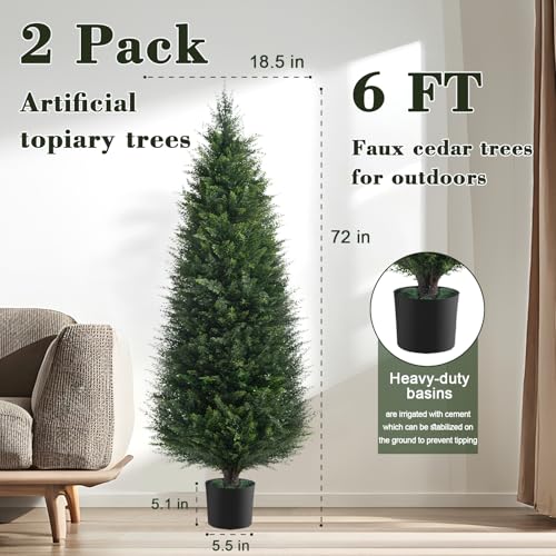 2Pack 6FT Artificial Cedar Tree (6 Ft - 2pack)