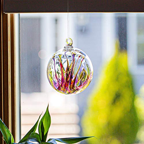 Luke Adams Handmade Glass Gazing Balls for Garden (Large / Pink Violet Lime)