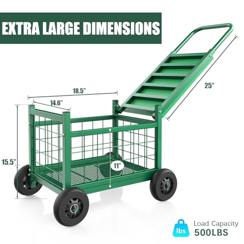 Extra Large Garden Cart with Seat (Green / Extra Large)