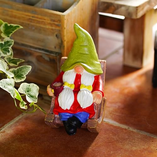 Drinking Coffee Faceless Garden Female Gnome Statue Decoration 6.5" Figurine Ornament for Indoor Outdoor Home Patio Yard Lawn (Female Garden Gnome)
