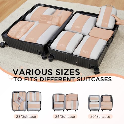 10 Set Compression Packing Cubes for Travel Essentials (Gold)