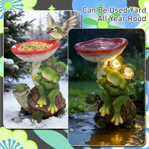 Frog Turtle Solar Garden Statue Light Outdoor Figurine for Yard Decor (Green Frog)