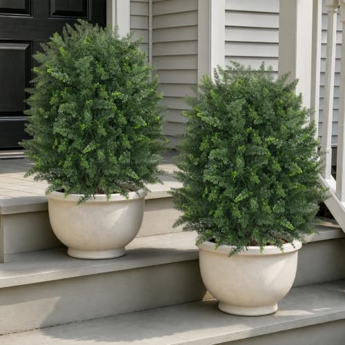 2 Pack Artificial 28.7 Inch Cedar Topiary Trees with Ground Spike (Large Size Cedar)