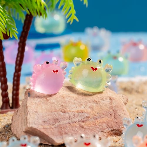 70 Pcs Mini Resin Crab Figurine Bulk Mini Crab Figurine Cake Decorations Cute Miniature Resin Sculpture Ornament Micro Landscape Office Garden Desk Party Tabletop Decor (Crab-70p)