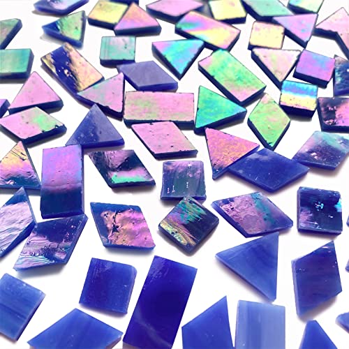 Magic Iridescent Blue Stained Glass Mosaic Tiles (Iridescent Blue-220g)