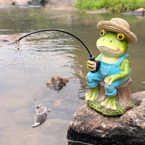 Outdoor Frog Statue Garden Koi Pond Decoration (Fishing Frog Statue)