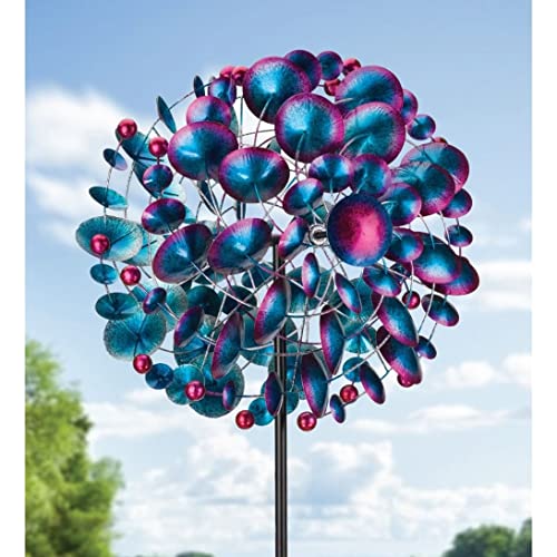 Wind Spinner Outdoor Metal Kinetic Yard Art with Stake (Globe / Large (80-89 Inch))
