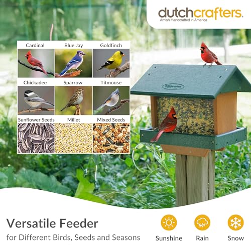 Poly Large Hopper Bird Feeder Post Mount for 4" x 4" (Tudor Brown & Weatherwood / Post Mount)
