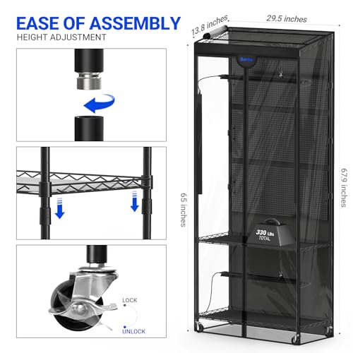 LH750 Pegboard Indoor Greenhouse with Grow Light (5000K-LH750 / 29.5x13.8x67.9IN w/ Tent)